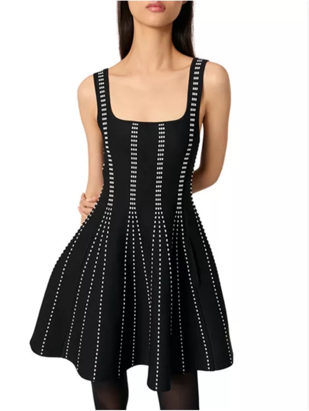 MAJE Paris SZ 36 Small Knit Fit Flare Cocktail Mini Dress